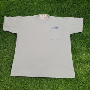 Vintage 80s JERZEES Shirt XL 23x27 Blue Compeq-International